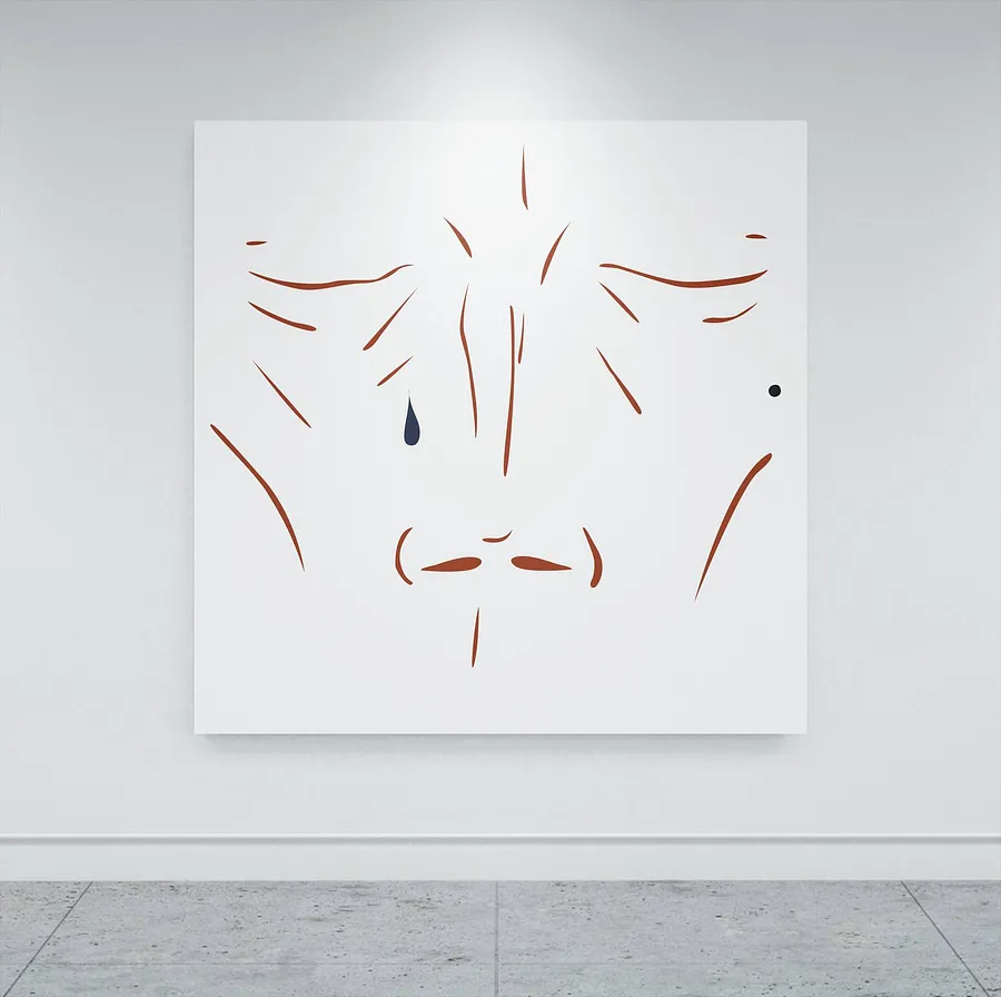 Image of Sad Face by ARTUR SOLETSKYI, size: 150 × 150 cm, made of Canvas, Painting medium, part of the 2023 series, priced at Price on request